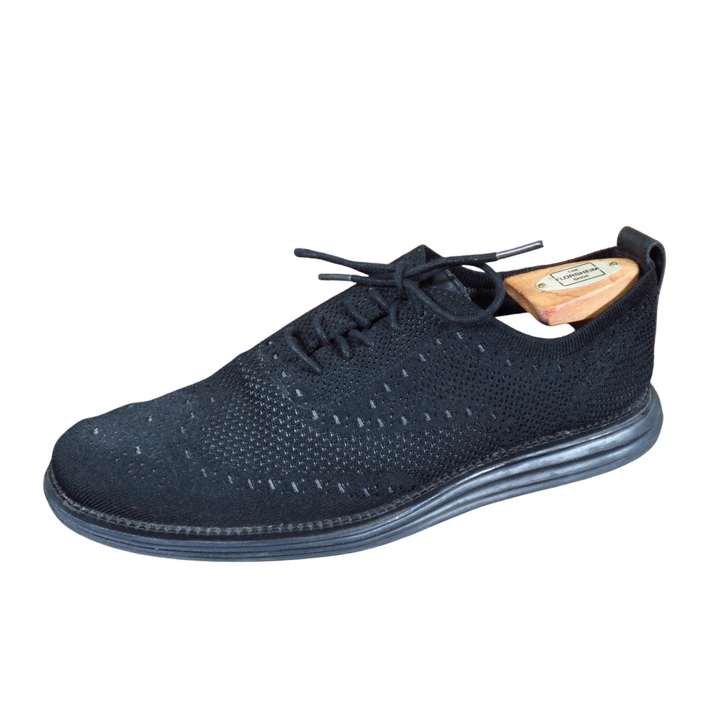 Cole Haan Original Grand Stitchlite Mens Wingtip Oxford 8.5 Dress Black Knit